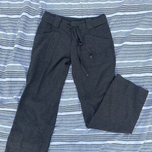 Gray Wide-Leg Pants with Tie Waist